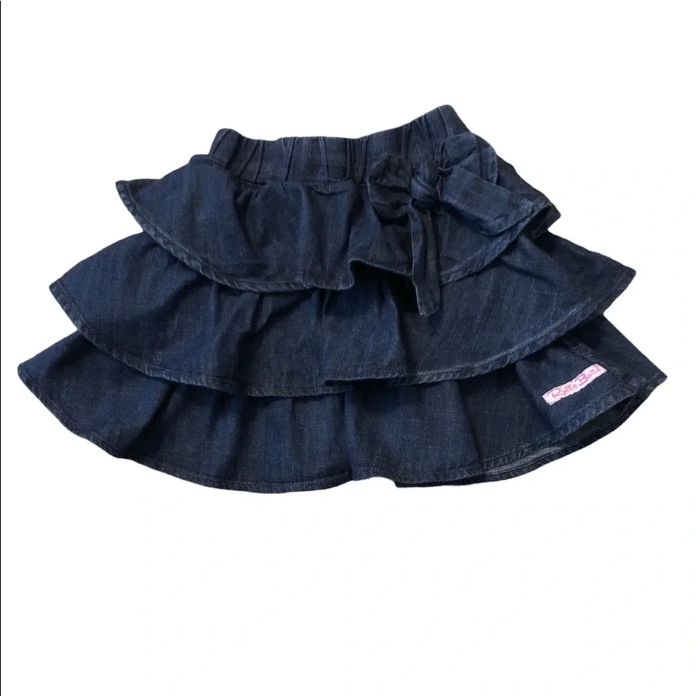 Ruffle Butts • Denim Bow Skirt - 3T - Picture 4 of 9